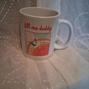 White Mug with Humorous Donut Graphic